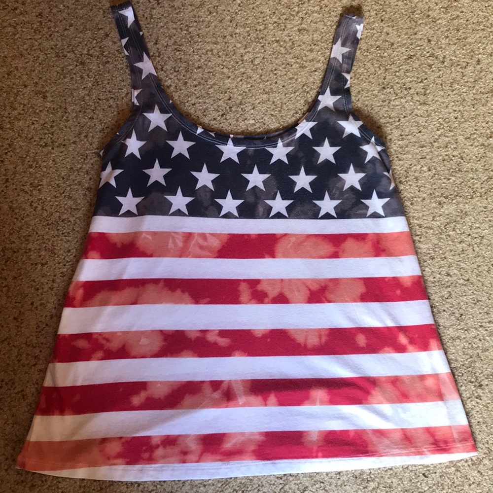 Old Navy Bleach/Tie Dyed American Flag Tank Top